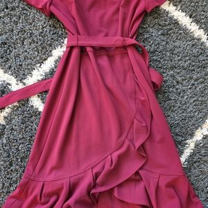 Calvin Klein Magenta Faux Wrap Dress Short Sleeve  Womens Size 6
